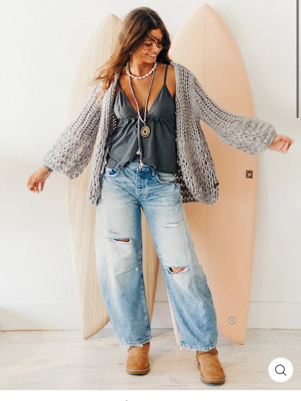 Fluffy Knit Cardigan in Gray